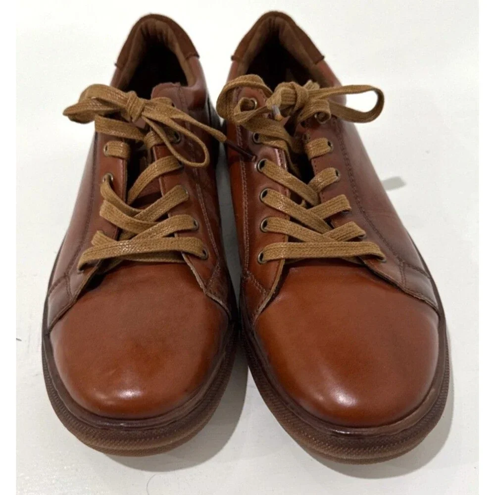 Azkbird Leather Oxford Shoes Brown Textured Detail Rubber Grip Soles Mens 9.5